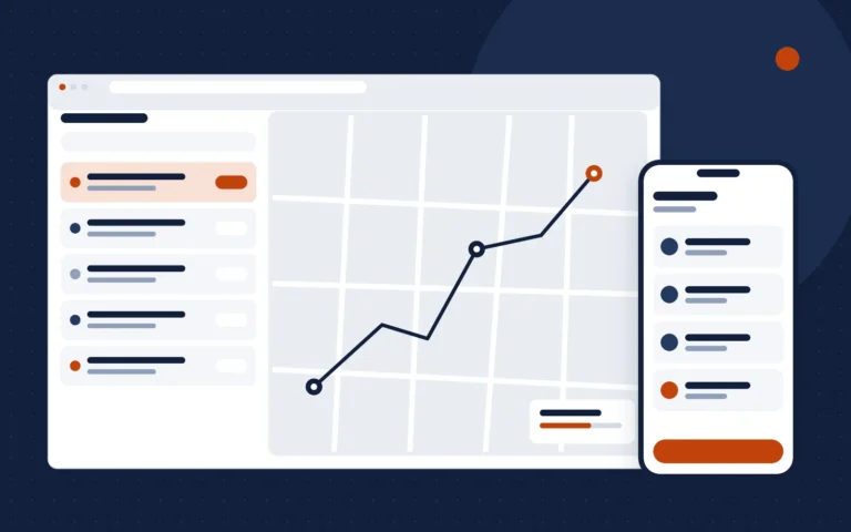 Mockup ilustrativo de integração de APIs de rastreamento para transportadora em computador e celular